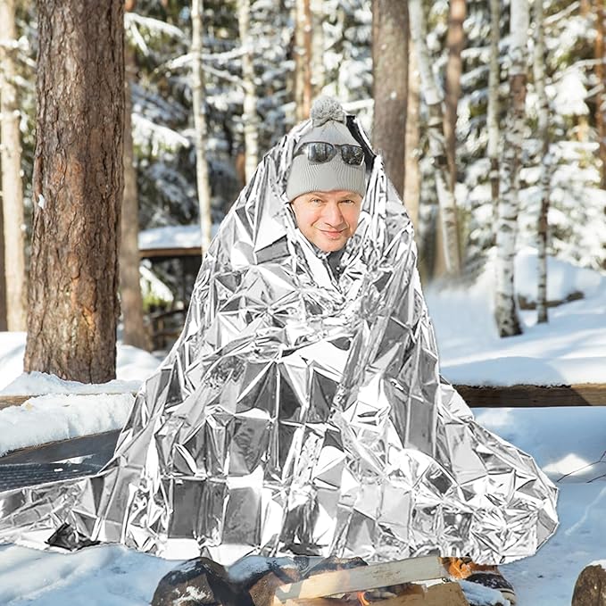 Emergency Blankets Mylar Thermal Blanket (10 Pack-Silver) 84"x52" Space Blankets Survival for First