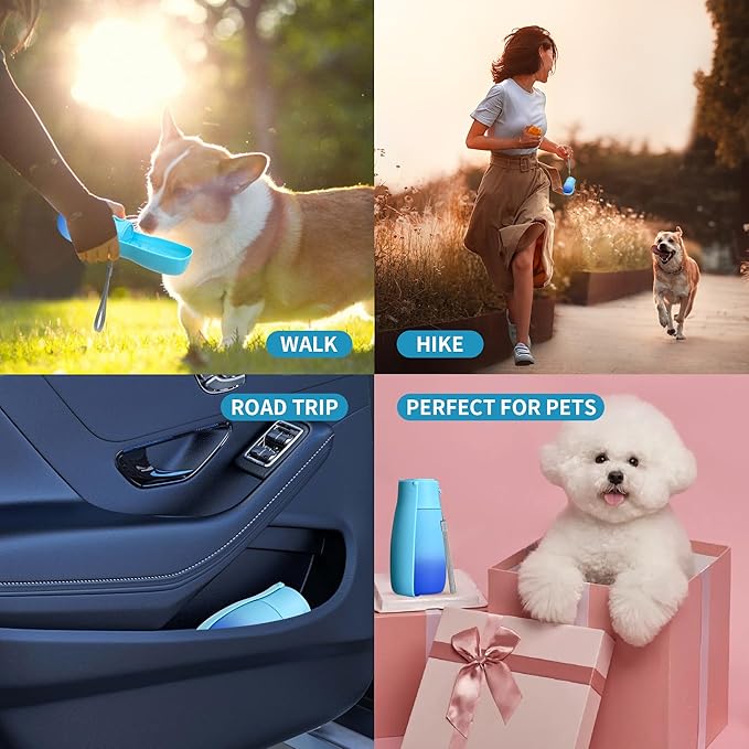 Dog Water Bottle, Travel Puppy Water Bowl, Leak Proof Portable Puppy Water Dispenser, Foldable Dog