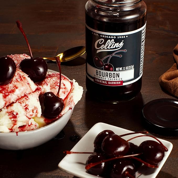 Collins Bourbon Cocktail Cherries - Drinks Garnish for Manhattan or Old Fashioned Cocktails and
