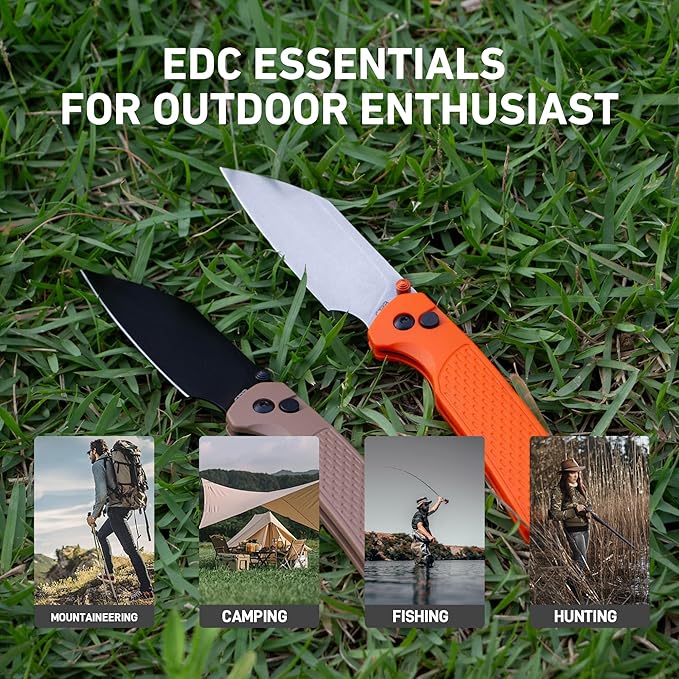 CJRB Pyrite-Light Pocket Knife, 3.34'' Upgraded AR-SFII Steel Blade FRN Handle, Sharp EDC Knives