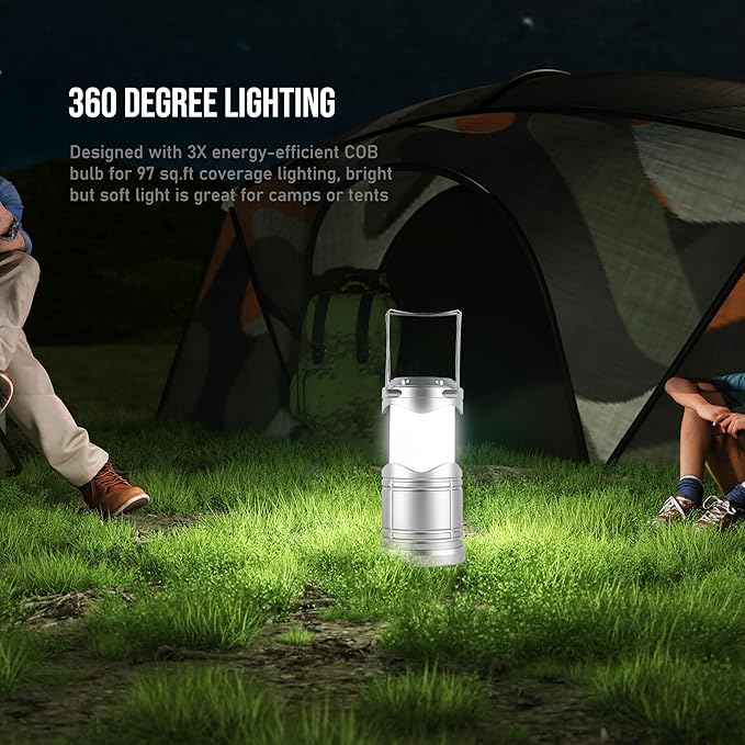 Lichamp LED Camping Lantern, 4 Pack Battery Powered Flashlight for Power Outages, Portable