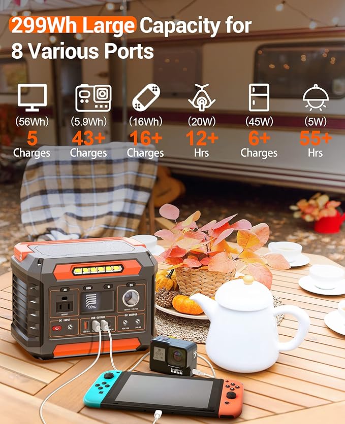 PROGENY 300W Portable Power Station, 299Wh/80818mAh Solar Generator, Regulated DC Output Backup