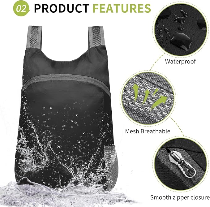 20L Ultra Hiking-Daypack Lightweight Foldable Travel Packable Backpack for Camping Cycling