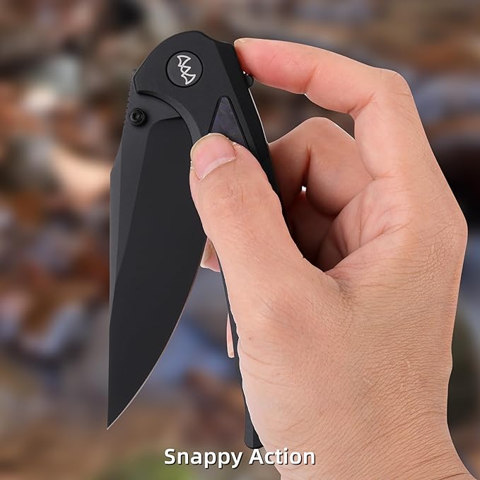 EDC Pocket Knife, 3.6" 14C28N Aluminium With Steel Inlay Handle, Folding Knife for Camping Hiking