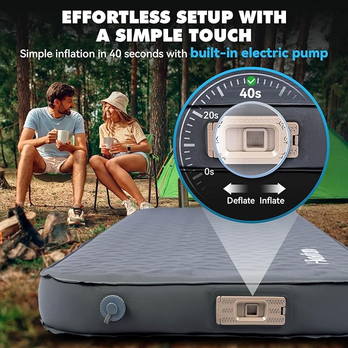 Hikenture 4" Thick Self Inflating Sleeping Pad, Foam & Air Camping Mattress, 9.5 R-Value Insulated