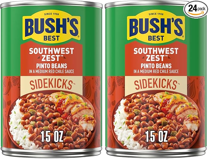 Bush's Best 15 oz Southwest Zest Pinto Beans Sidekicks (Pack of 24)