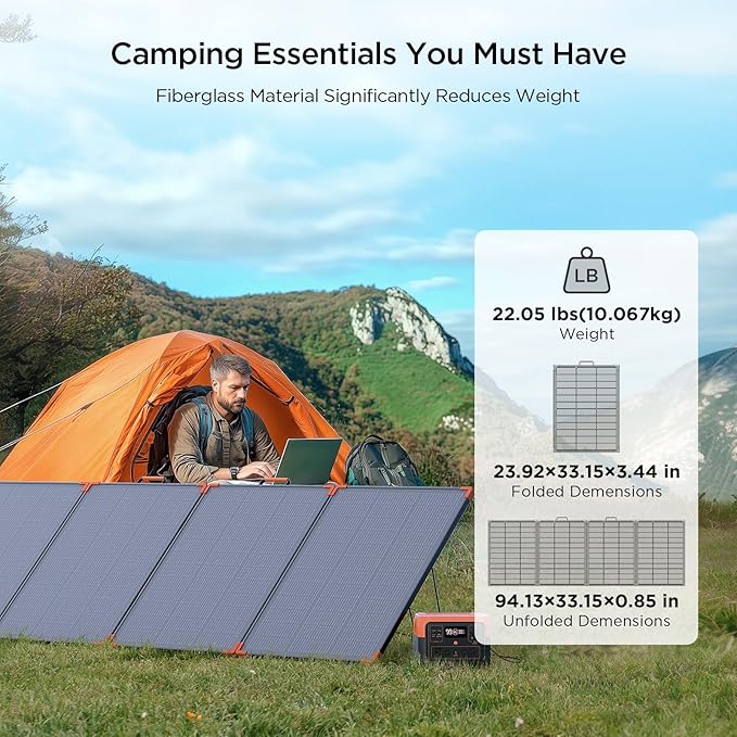 N-Type 16BB 350W Portable Solar Panel for Power Station,Hurricane Preparedness Items,43V Foldable