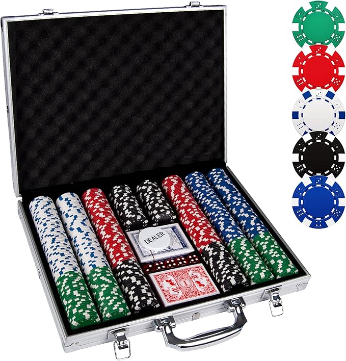 Poker Chips,500PCS Poker Chip Set with Aluminum Travel Case,11.5 Gram Poker Set for Texas Holdem