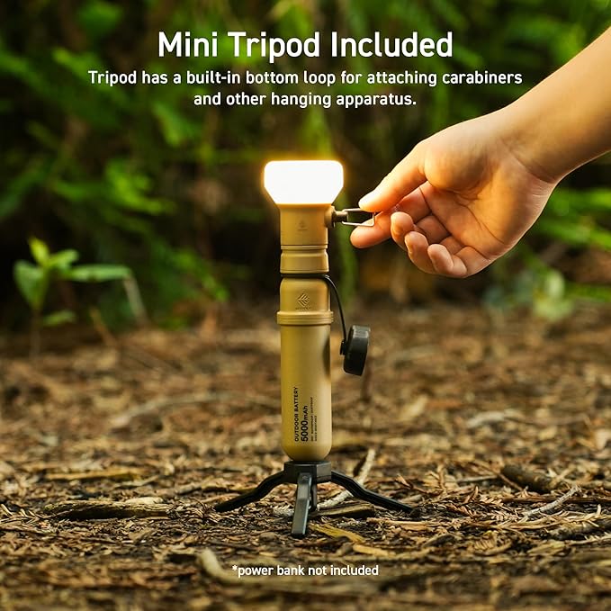 NESTOUT Rugged Outdoor Camping LED Lantern w/ Mini Tripod, Dimmable USB Powered Soft LED Light