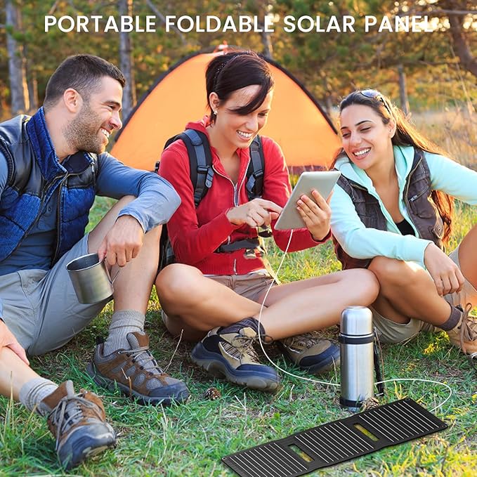 [Upgraded] FlexSolar 20W Portable Solar Panel, High Efficiency ETFE Foldable Panels with 5V USB