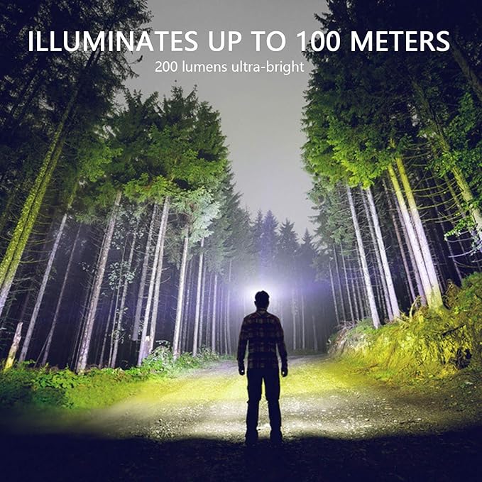 Vekkia Ultra Bright LED Headlamp-5 Lighting Modes,White & Red LEDs Head Lamp, Camping Accessories