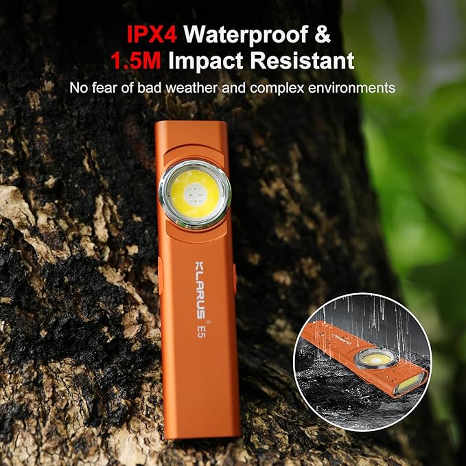 klarus E5 Pocket Flashlight, Rechargeable EDC Flashlight, Super Slim 4.2x1x0.3inch, 600 Lumens