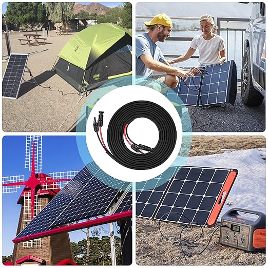 30FT 10AWG Solar Panel Extension Cable with Female and Male Connectors, Solar Cable for Solar