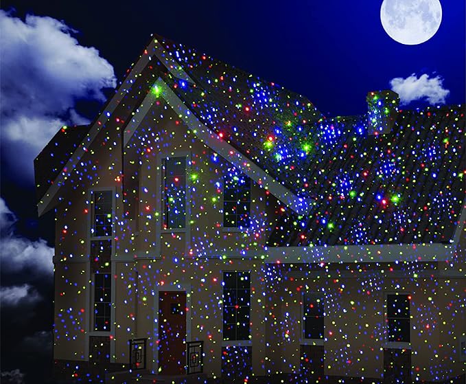 LEDMall Christmas Laser Projector Lights Outdoor, Motion Firefly Red, Green and Blue with Remote