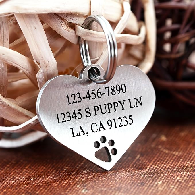 Ultra Joys Dog Tags Personalized for Pets - Hollow Paw Custom Pet ID Tag - Engraved Dog Tag for