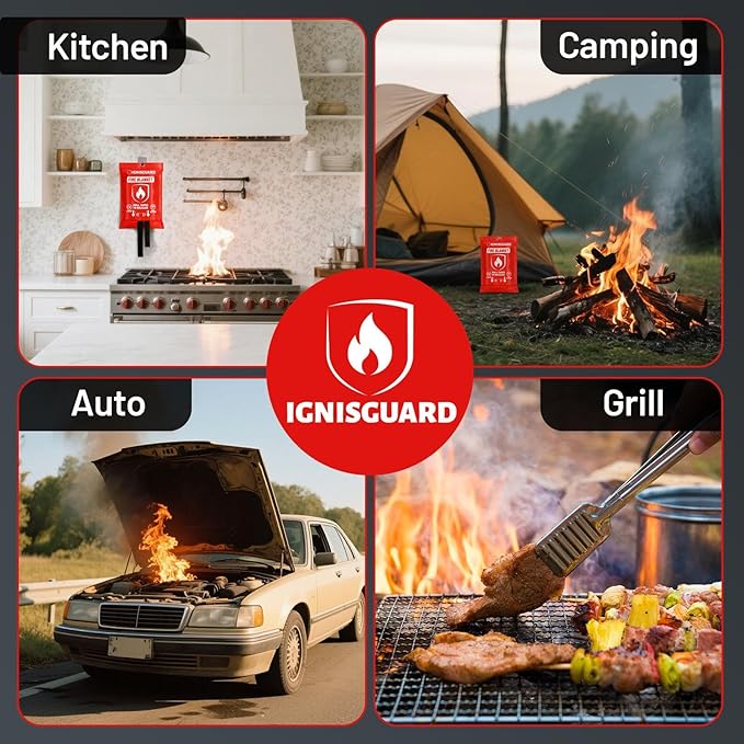 Emergency Fire Blanket for Home and Kitchen, 1-Pack 40"x40", Fiberglass Fire Blankets Emergency for