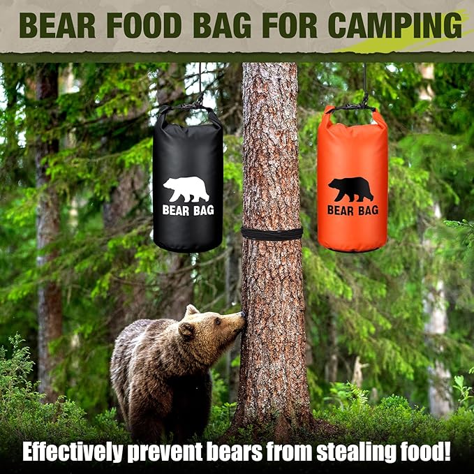 2 Sets Bear Food Bag for Camping Ultralight Food Bag Hanging System Includes 2 Pcs 10 L Waterproof