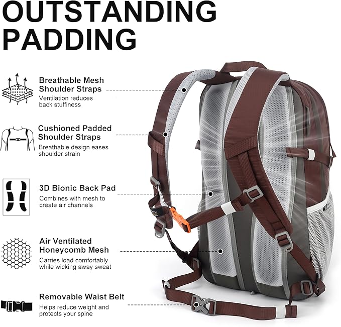 MOUNTAINTOP 25L/40L Hiking Backpack,Lightweight Travel Backpack for Men Women Outdoor Backpacking