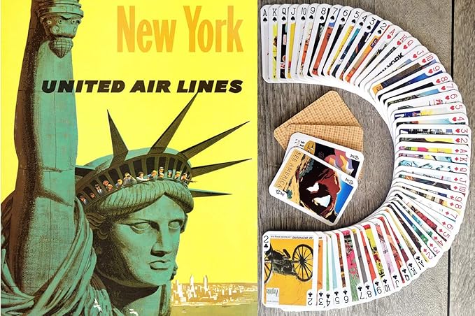 Travel USA Playing Cards (Poker Deck 54 Cards All Different) Vintage USA Airline Railroad Travel