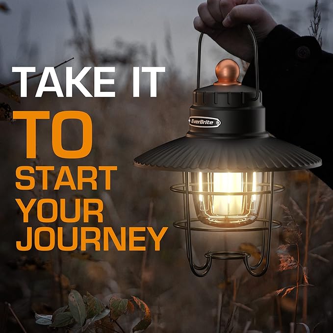 EverBrite LED Camping Lantern, USB C Rechargeable Lantern with 3 Light Modes, Vintage Outdoor