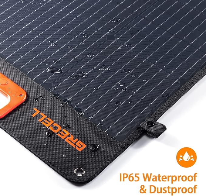 GRECELL 200W Portable Solar Panel for Power Station, Foldable Solar Charger w/ 4 Kickstands, IP65