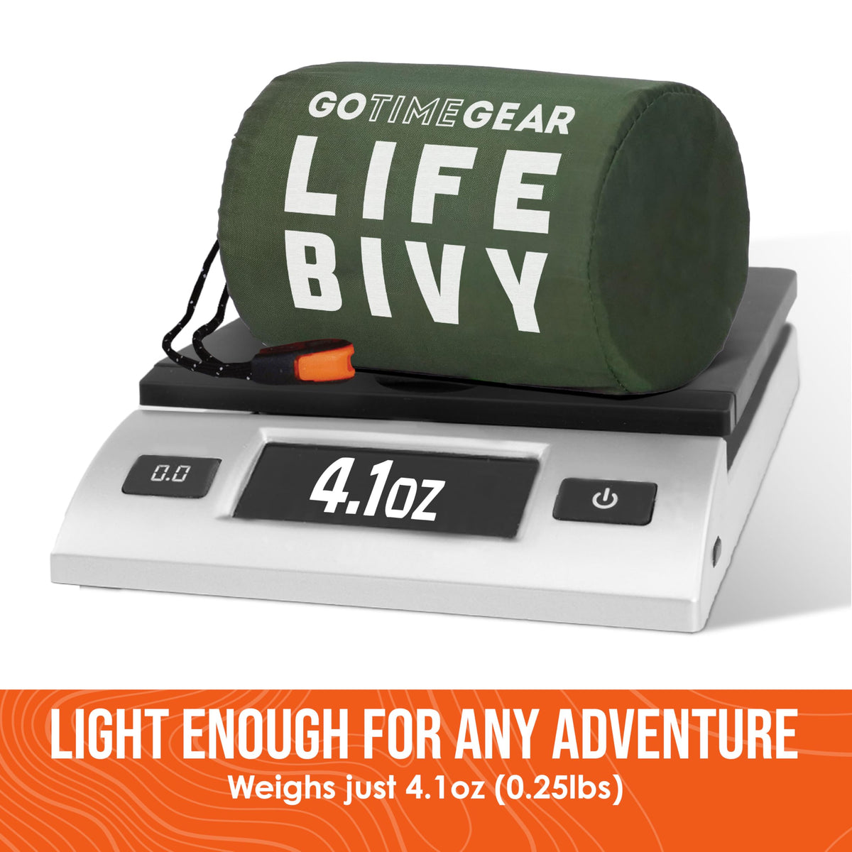 Go Time Gear Lightweight Bivy Sack - Emergency Bivy with 120 dB Whistle & Paracord - Thermal