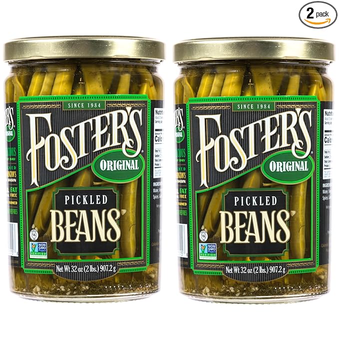 Foster's Pickled Green Beans in a Jar, Original, 32oz, 2 Pack, Traditional Pickled Vegetables