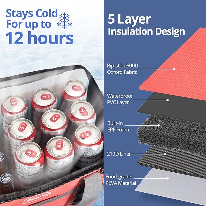 Maelstrom Collapsible Soft Cooler Bag, 24/30/60/75 Cans Beach Cooler, Ice Chest, Leakproof &