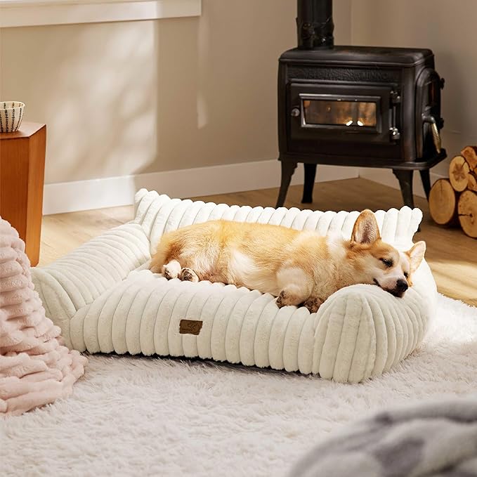 Bedsure Cute Dog Couch for Medium Dogs- Fluffy Pet Sofa, Dog Couch Bed with Removable, Washable