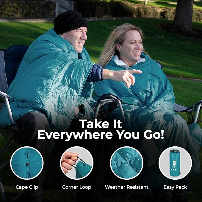 Puffy Blanket for Cold Weather - Down Camping Blanket with Sustainable Insulation, Lightweight &