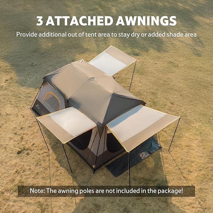 Naturehike Cape 4/6/8 Person Camping Tent, 60S Easy Setup Instant Tent Pop up Tent, Waterproof