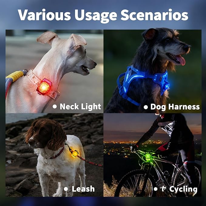LaRoo Dog Lights for Night Walking,USB-C Rechargeable Dog Lights，Only 13g for Small Dogs, 3 Modes