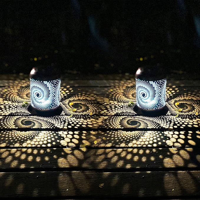 2 Pack Solar Lanterns Outdoor Hanging Metal Waterproof LED with Solar Powered Garden Patio