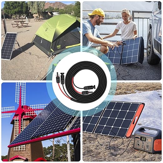10FT 12AWG Solar Panel Extension Cable with Female and Male Connectors, Solar Cable for Solar