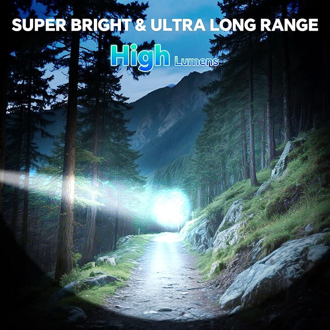 3Pack Rechargeable Flashlights 990,000 High Lumens, Super Bright Flashlight with LCD Digital