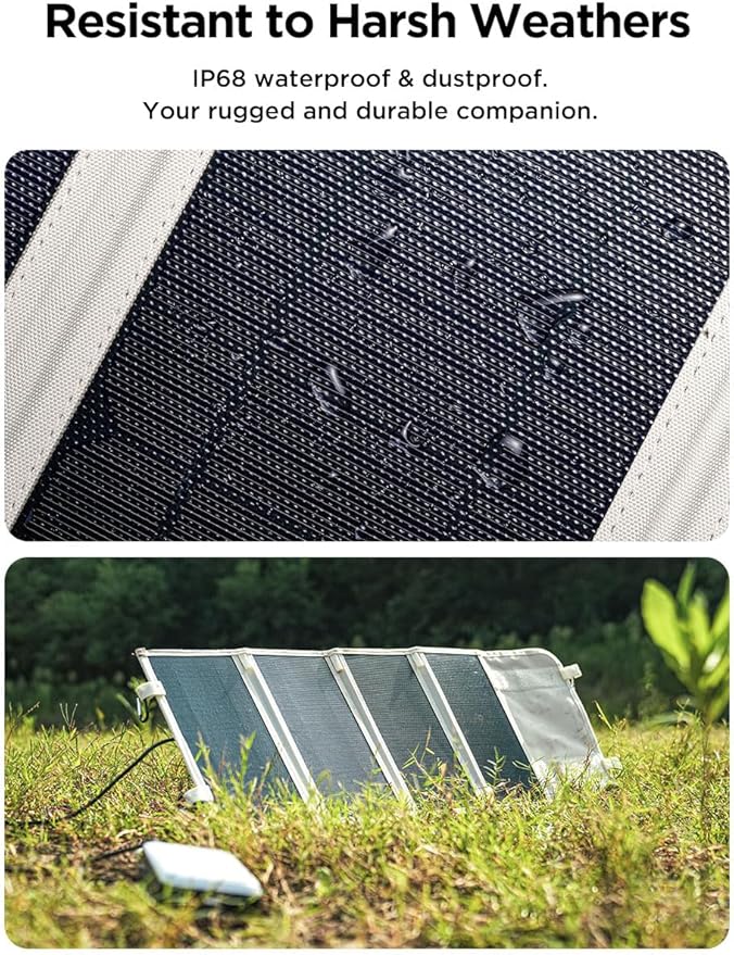 Litheli 24W Portable Solar Panel Charger with Bag, Foldable USB-C & USB-A Solar Power Bank for