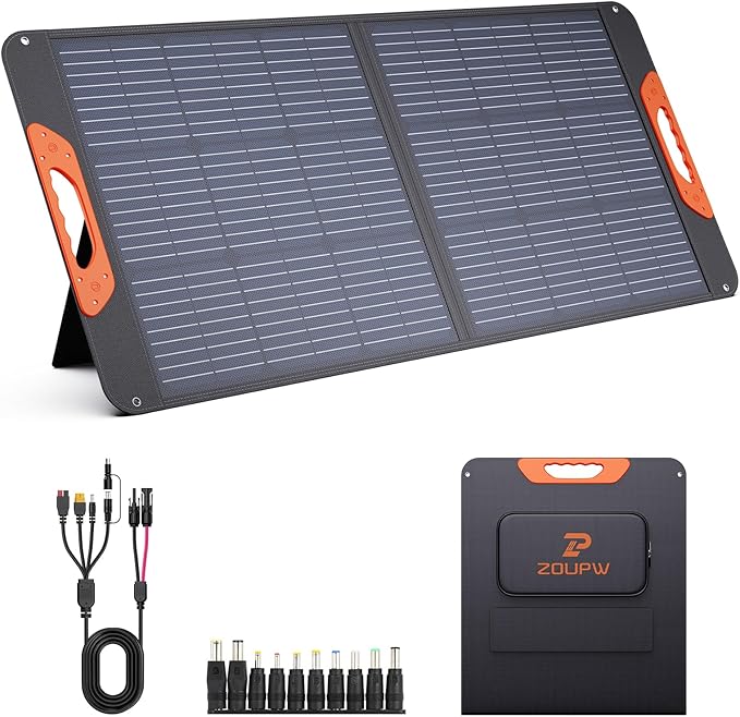 100W Portable Solar Panel,RV Essentials, 20V ETFE Foldable Solar Charger for Power Station,QC3.0