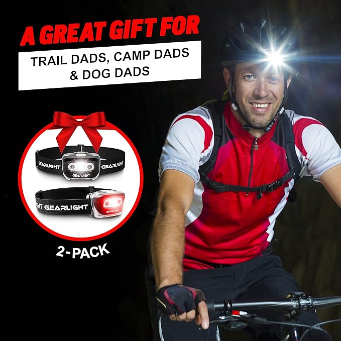 GearLight 2Pack LED Headlamp - Outdoor Camping Head Lamps with Adjustable Headband - Lightweight