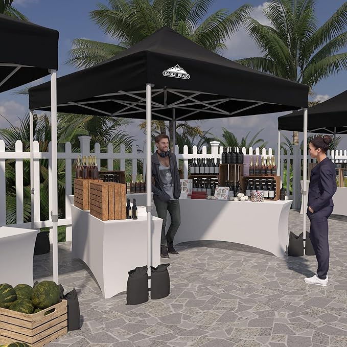 EAGLE PEAK 10x10 Heavy Duty Pop up Commercial Canopy Tent, Instant Marketplace Sun Shelter with