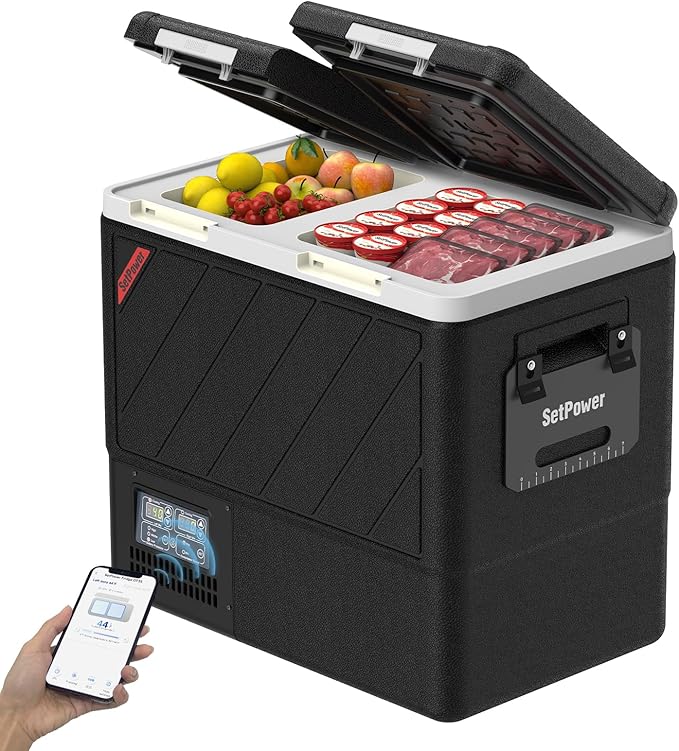 Setpower DT55 Portable Refrigerator with APP Control, 59QT(55L) Dual Zone Fridge Freezer, Electric