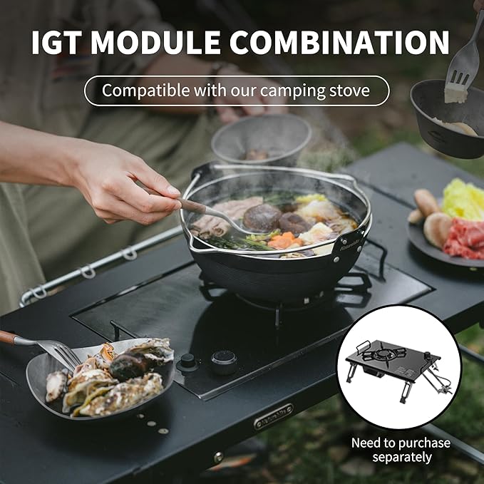 Naturehike Portable IGT Table with Charcoal Grill, Folding Camping Table and BBQ Grill with Desk