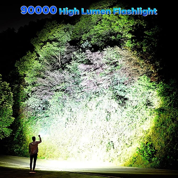 Rechargeable Flashlights 90,000 High Lumens - 2 Pack, Super Bright Flash Light with 7 Lighting