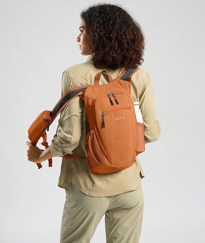 10L Small Hiking Backpack Travel Daypack Lightweight Packable Back Pack for Women Men(Orange)