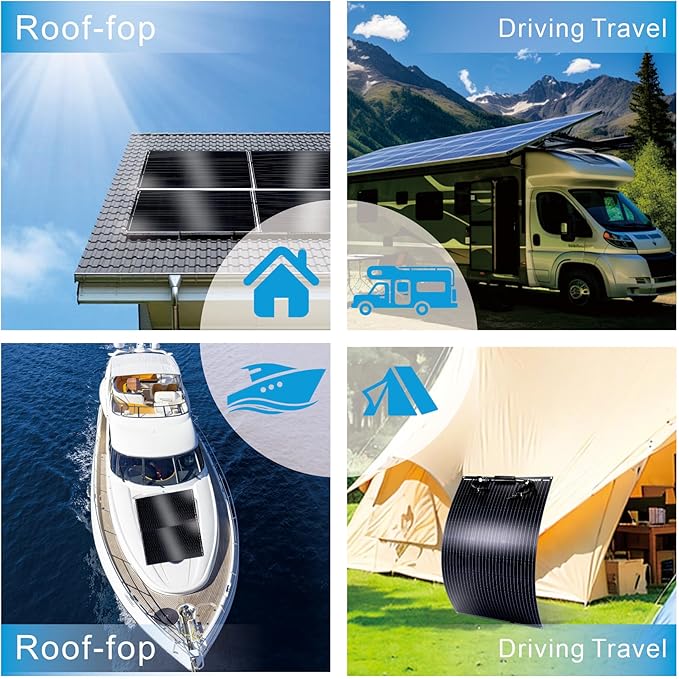 400W Semi-Flexible Solar Panel 12V Monocrystalline Ultra-Flexible Bendable Mono Off-Grid Charger
