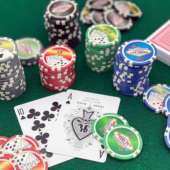 100 Piece Las Vegas Design Poker Chips in Clear Plastic Tray