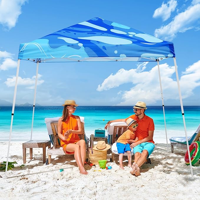 EAGLE PEAK 10x10 Slant Leg Pop-up Canopy Tent Easy One Person Setup Instant Outdoor Beach Canopy