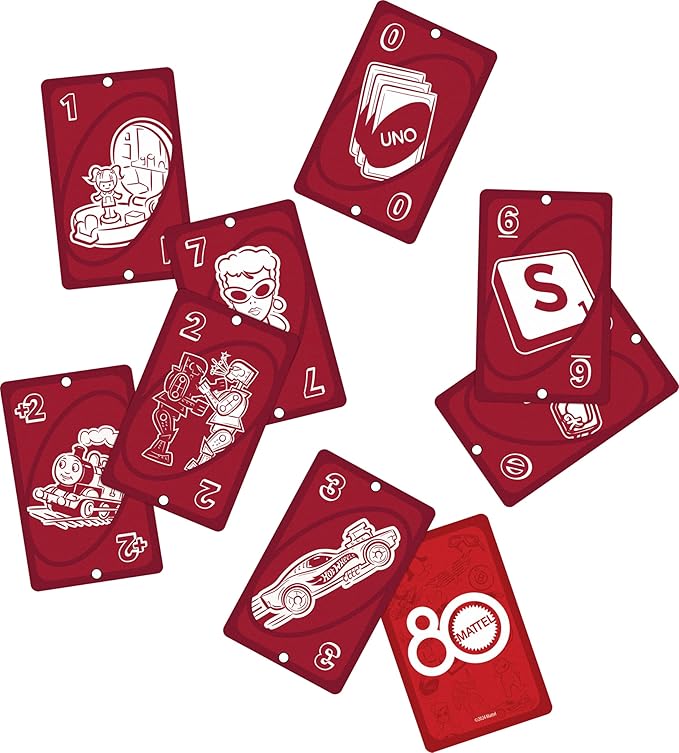 Mattel Games UNO Mattel 80th Ruby Red Card Game for Kids, Adults & Family Nights, Game Nights