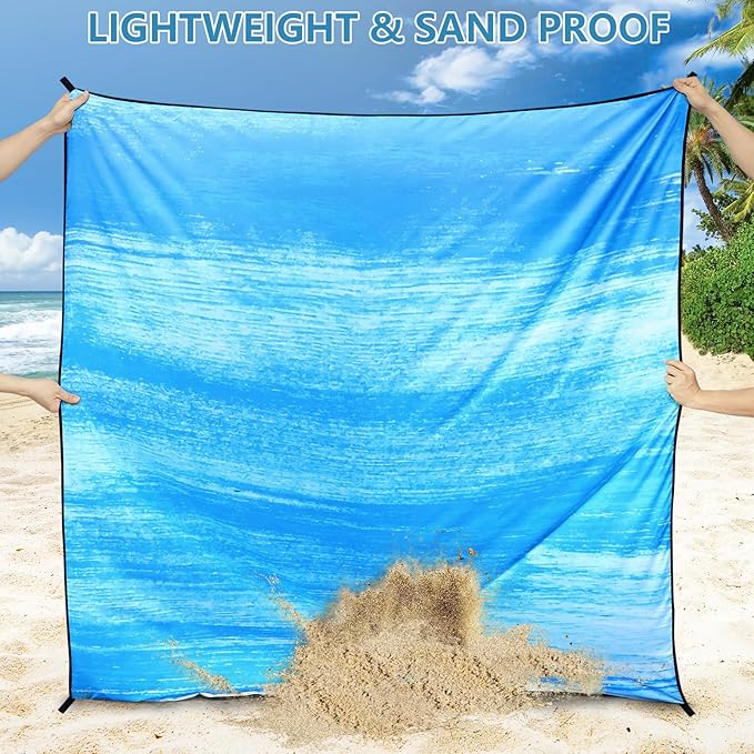 Beach Blanket Waterproof Sandproof Beach Mat 79" X 83"/10'x9'for 2-8 Adults Quick Drying Outdoor