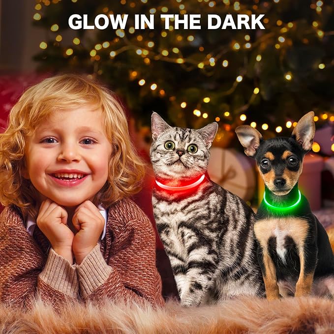 BSEEN Light Up Dog Collar - Rainproof LED Dog Collar Rechargeable - TPU Cuttable Glowing Puppy