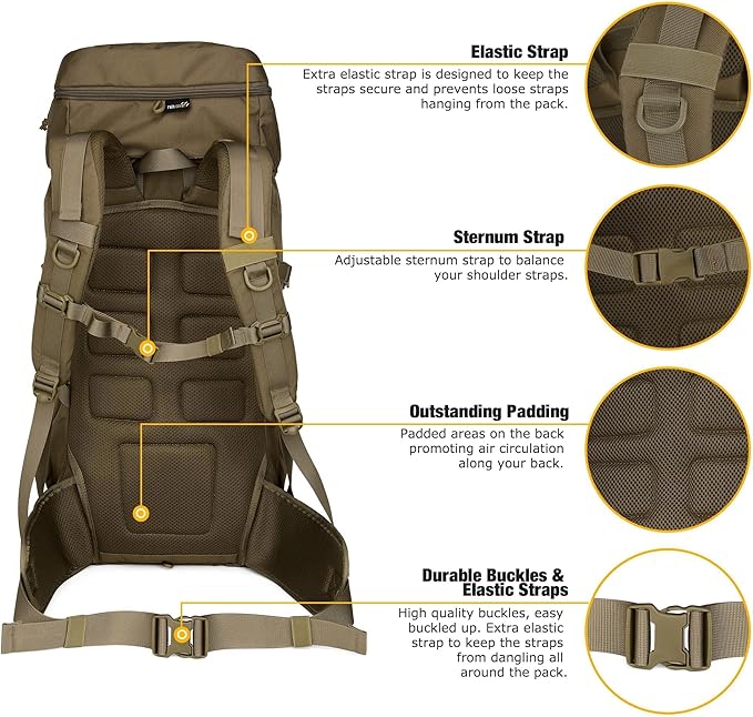 Mardingtop 50L Hiking Backpack,Backpacking Backpack with Rain Cover for